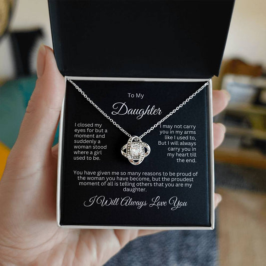 To My Daughter | I Will Always Love You | Love Knot Necklace|